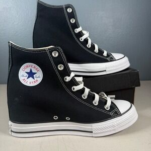 Converse Chuck Taylor All Star Wedge Hi Black Women 11 Hidden Heel Sneaker